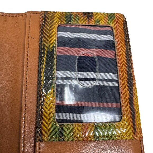 Sharif jeweled beaded print leather trifold wallet Vintage Artsy Brown multi - Picture 7 of 12